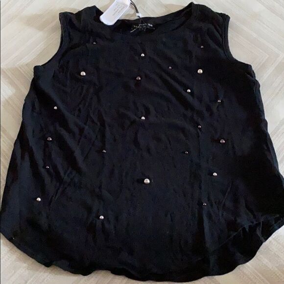 Generation Love Black Tan Top w Silver Grommets - Picture 1 of 8